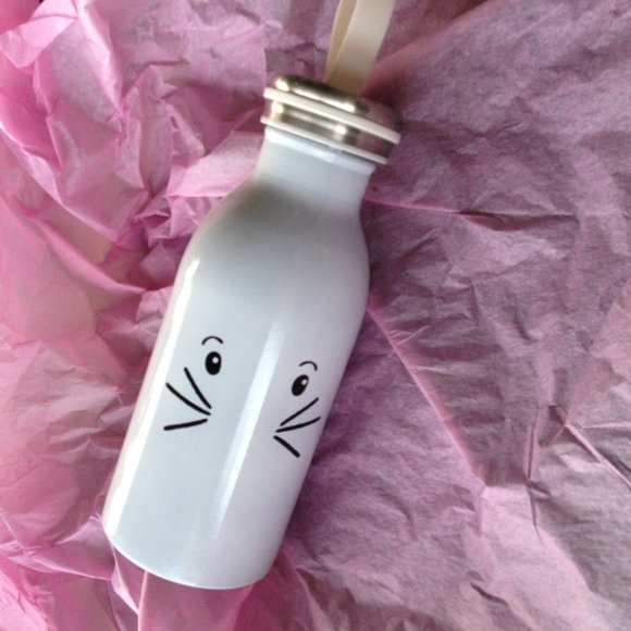 Pier 1 Stainless Kitty Bunny Face Thermos Bottle - Picture 2 of 3